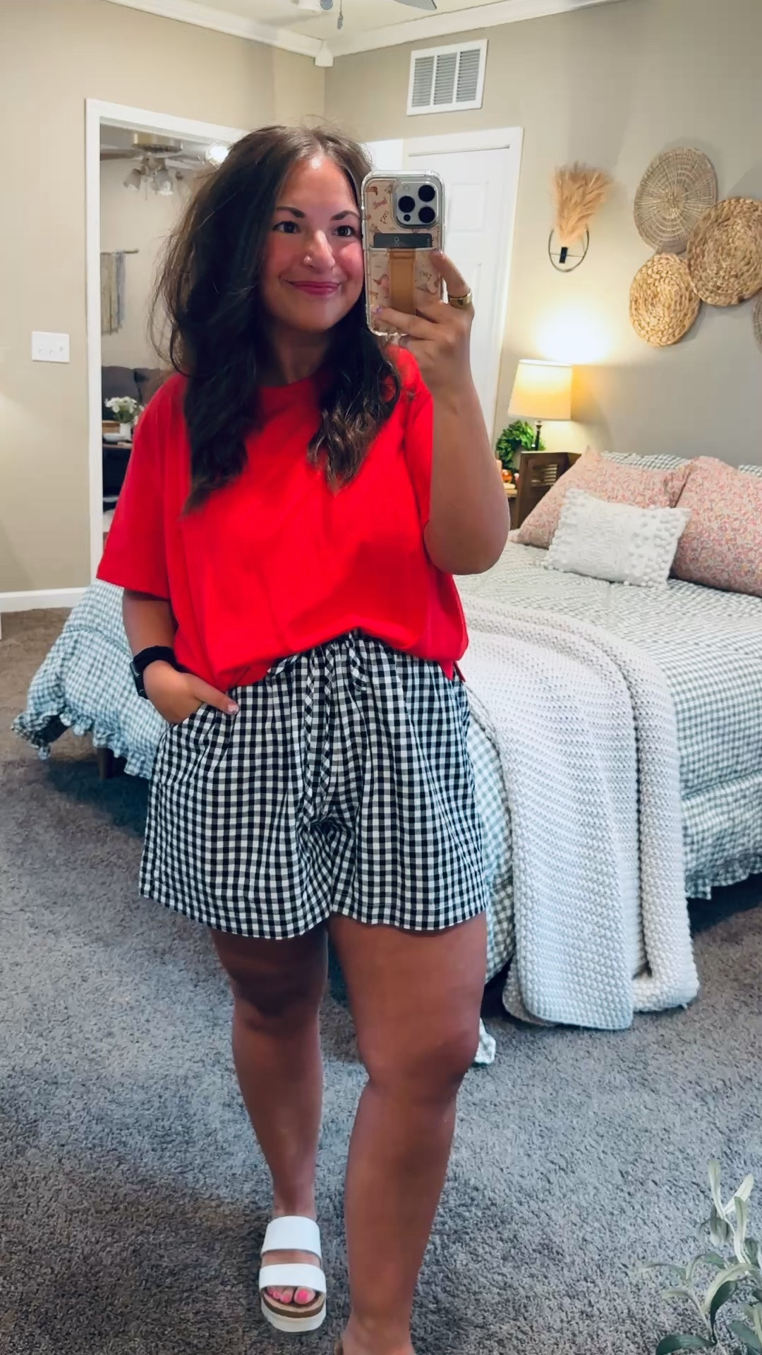 These gingham shorts are giving picnic, farmers market & iced coffee vibes 🤍

sandals: fit true to size // wearing a 5
shorts (part of a set): fit true to size // wearing a large
tee: fits true to size // wearing a large 

 #LTKootd #LTKMidsize