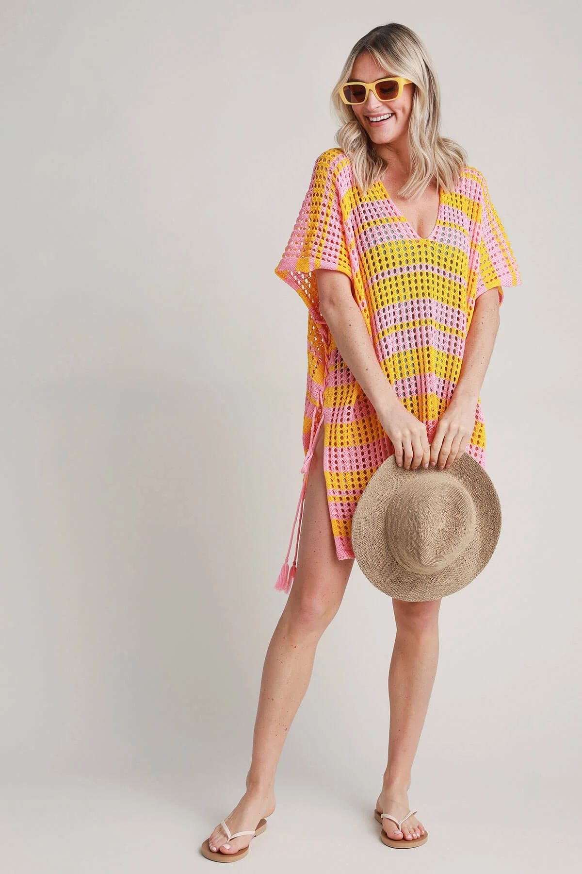 Lily Clothing Striped Crochet Coverup | Social Threads