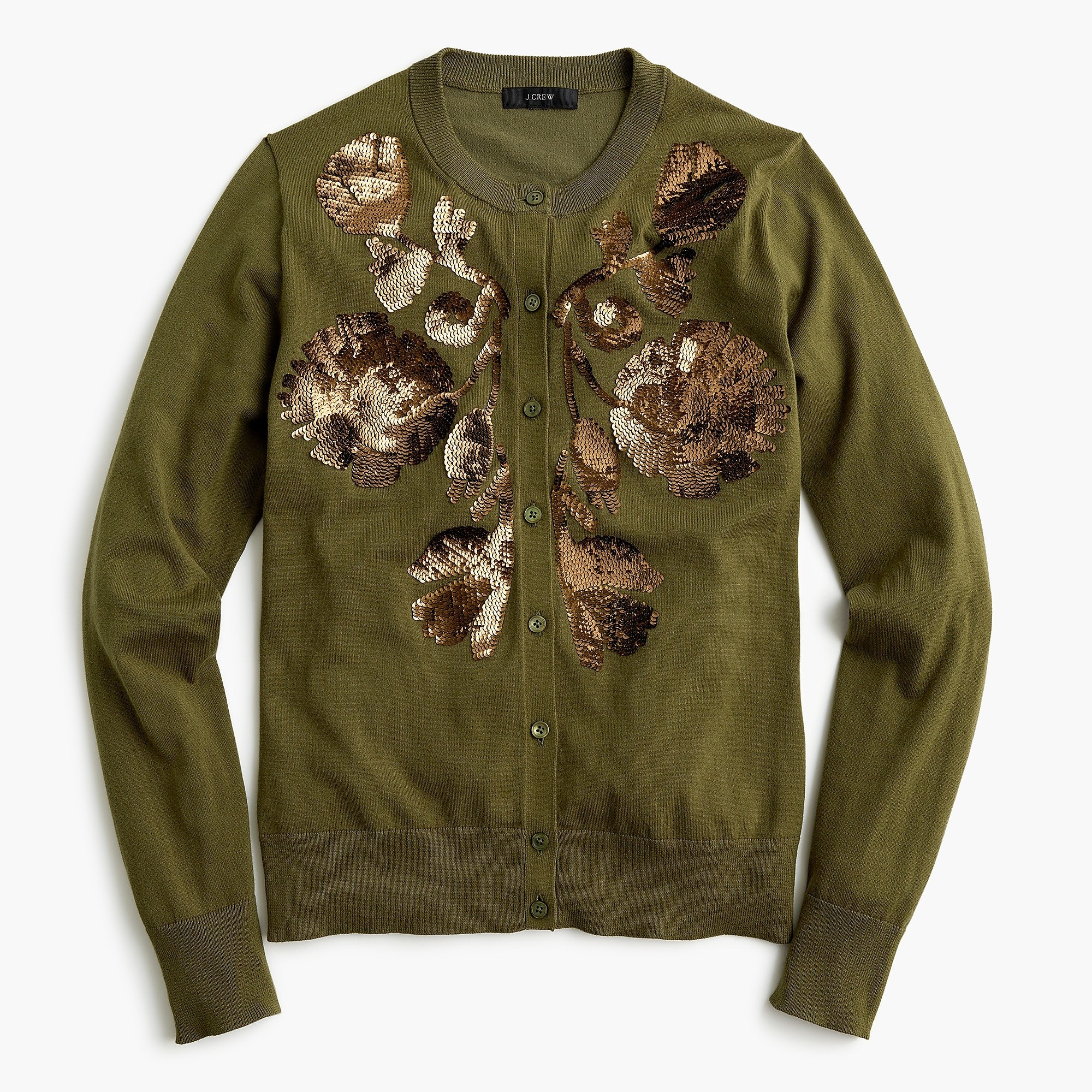 Sequin floral embroidered cotton Jackie cardigan | J. Crew US