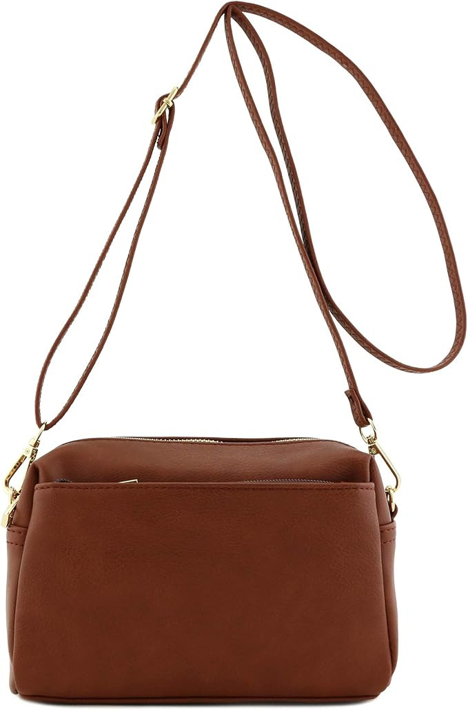 FashionPuzzle Triple Zip Small Crossbody Bag | Amazon (US)