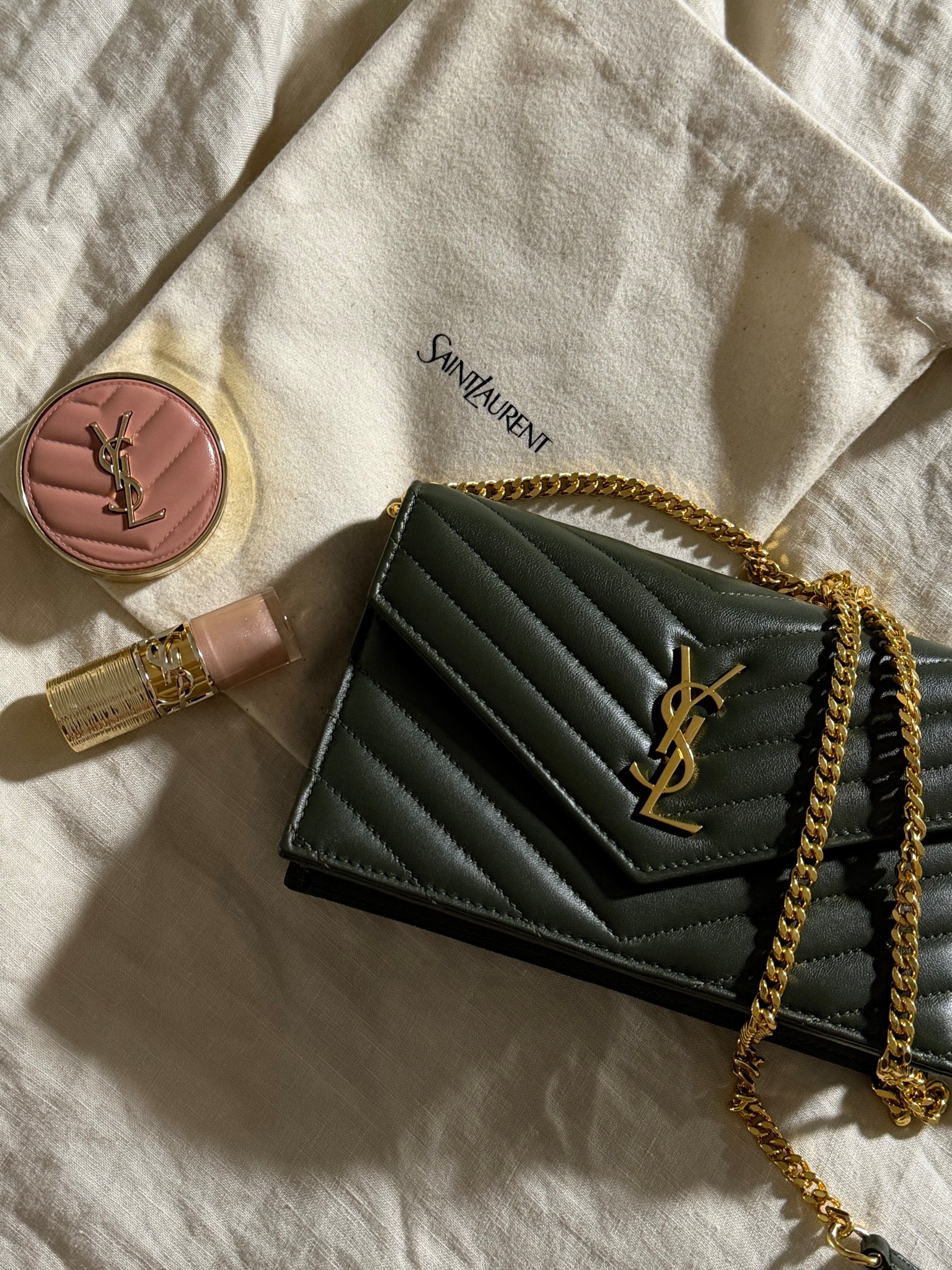YSL olive wood designer bag
ysl beauty blush and lip plumping gloss 

#LTKootd #LTKgrwm