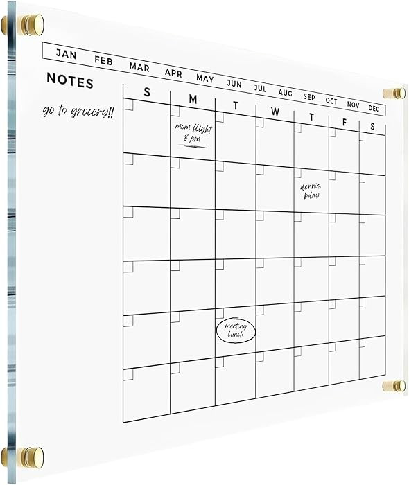 Large Acrylic Calendar with Black Hardware - 2026 Dry Erase Planner - Monthly Acrylic Planner - F... | Amazon (US)