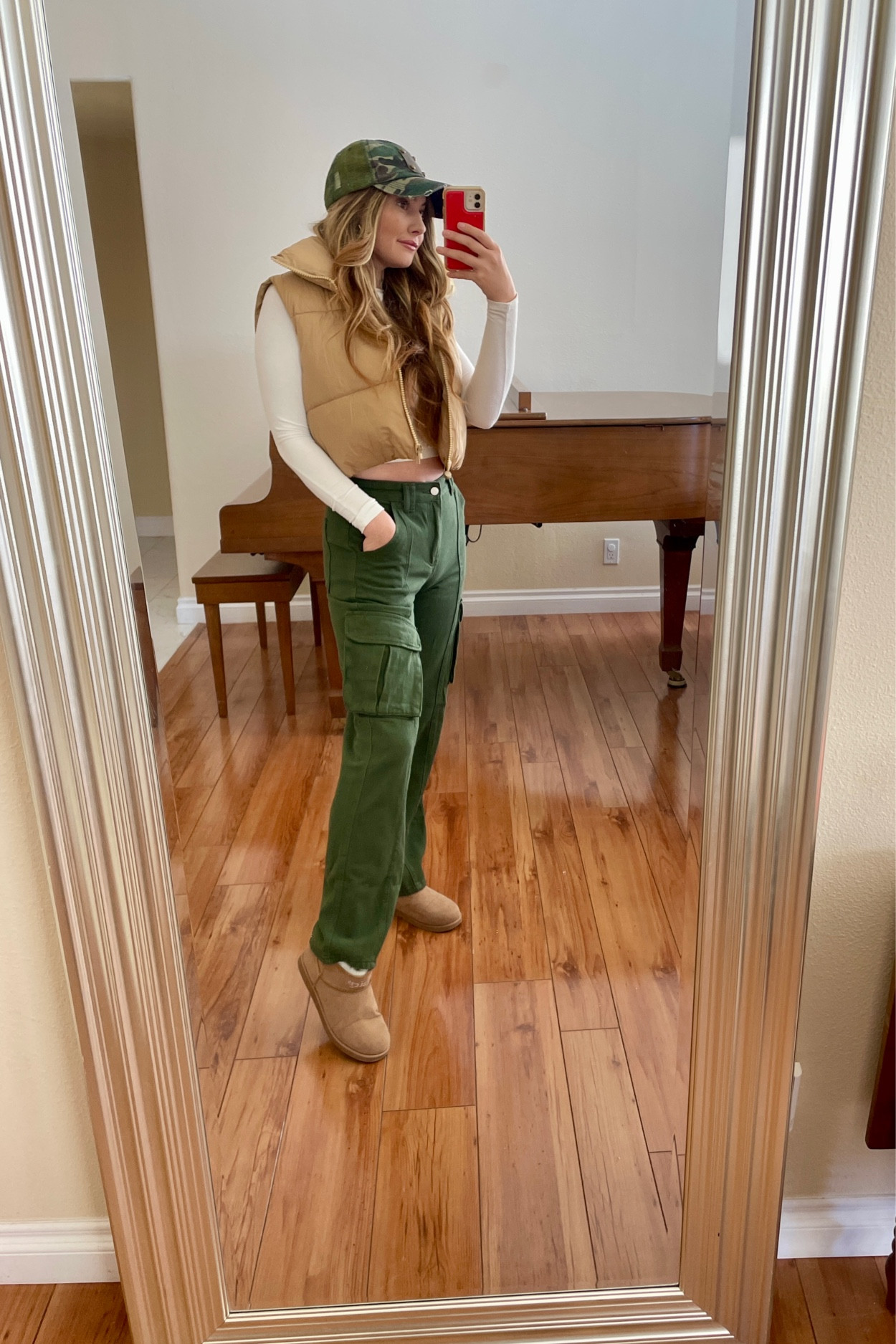 Affordable & casual winter outfit! Pants and vest are Amazon finds. Pants are a medium. Vest is a small. Great finds on there! Mini boots are Juicy, top is Naked Wardrobe (size small) & repurposed LV hat can be found on Etsy! 

#LTKstyletip #LTKfit #LTKunder100