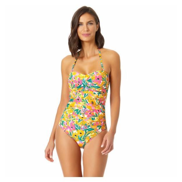 Anne Cole - Women's Sunshine Floral Twist Front Shirred One Piece Swimsuit | Target