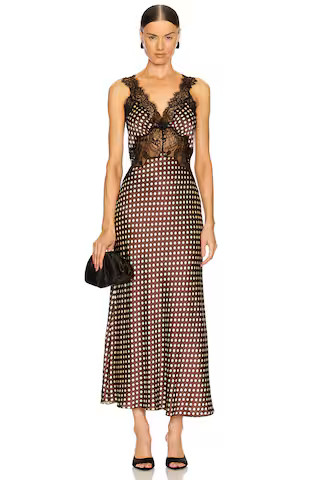 Ronny Kobo Holiday Dress in Brown Polka Dot from Revolve.com | Revolve Clothing (Global)