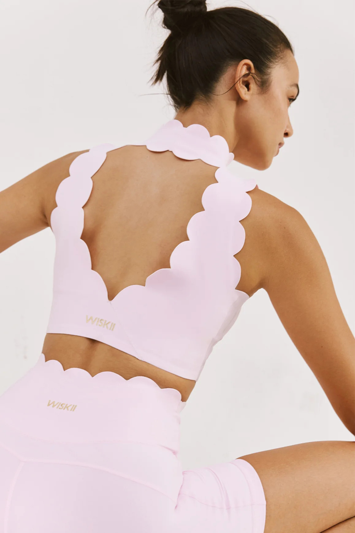 High Neck Scallop V-Back Bra | WISKIIACTIVE