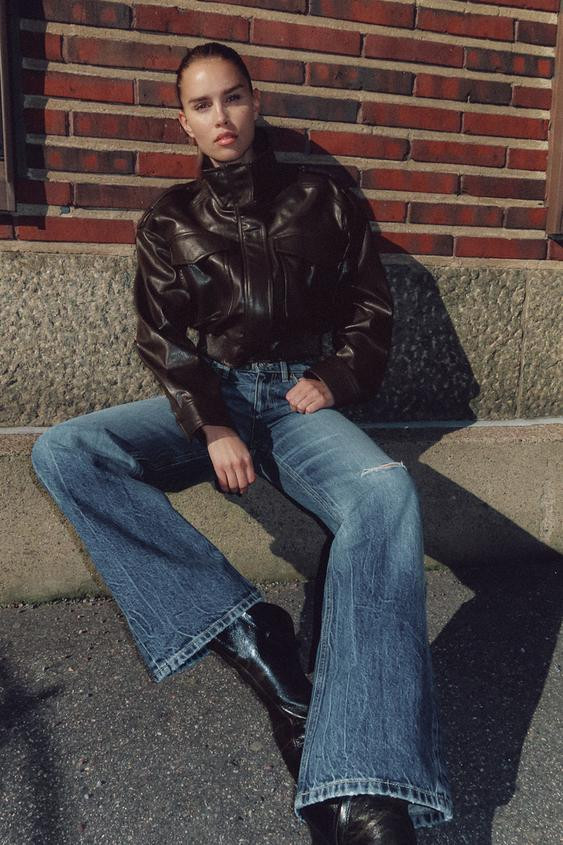 FAUX LEATHER CROPPED JACKET | Zara US