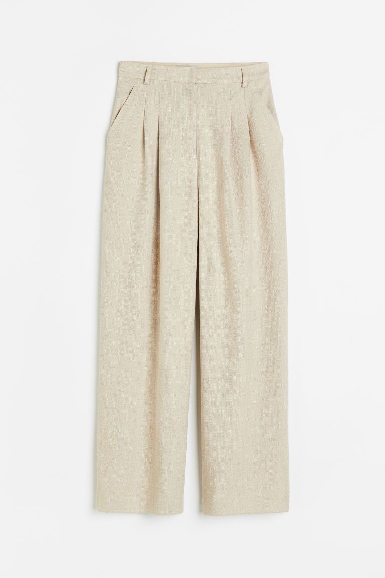 H & M - Wide trousers - Beige | H&M (UK, MY, IN, SG, PH, TW, HK)