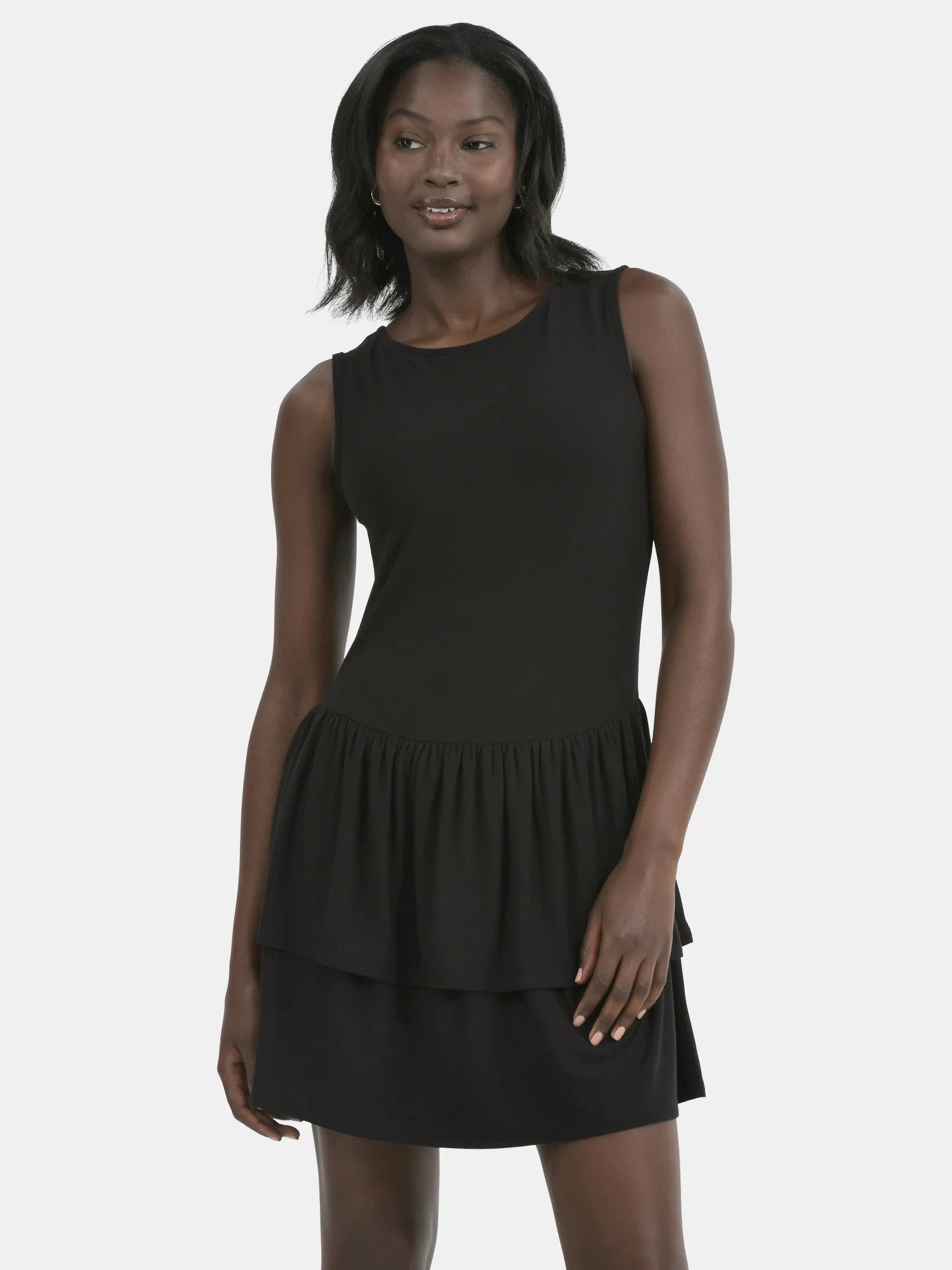 Time and Tru Women's Ruffle Knit Mini Dress, XS-XXXL | Walmart (US)