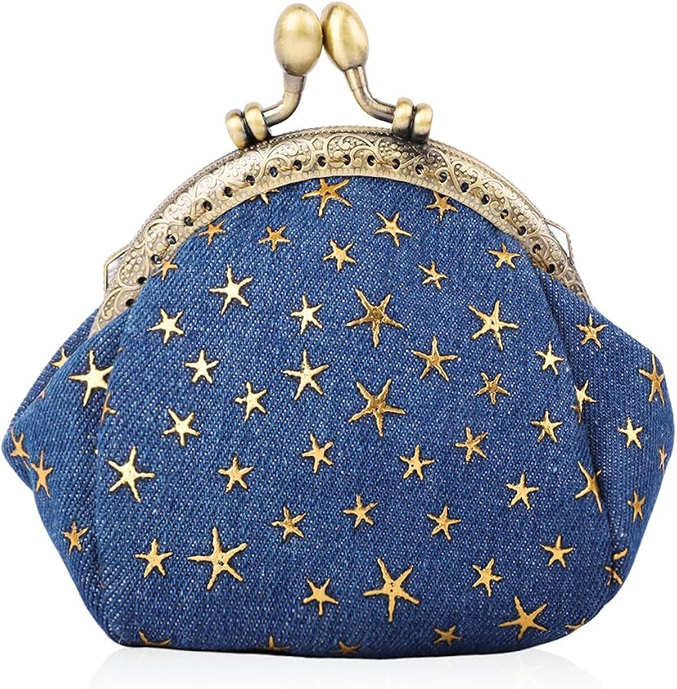 Oyachic Five-Pointed Star Coin Purse Denim Change Pouch Wallets Buckle with Kisslock Clasp Coin H... | Amazon (US)