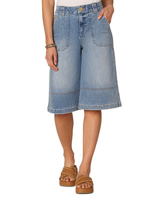 Women's "Ab"solution High-Rise Denim Bermuda Shorts | Macy's