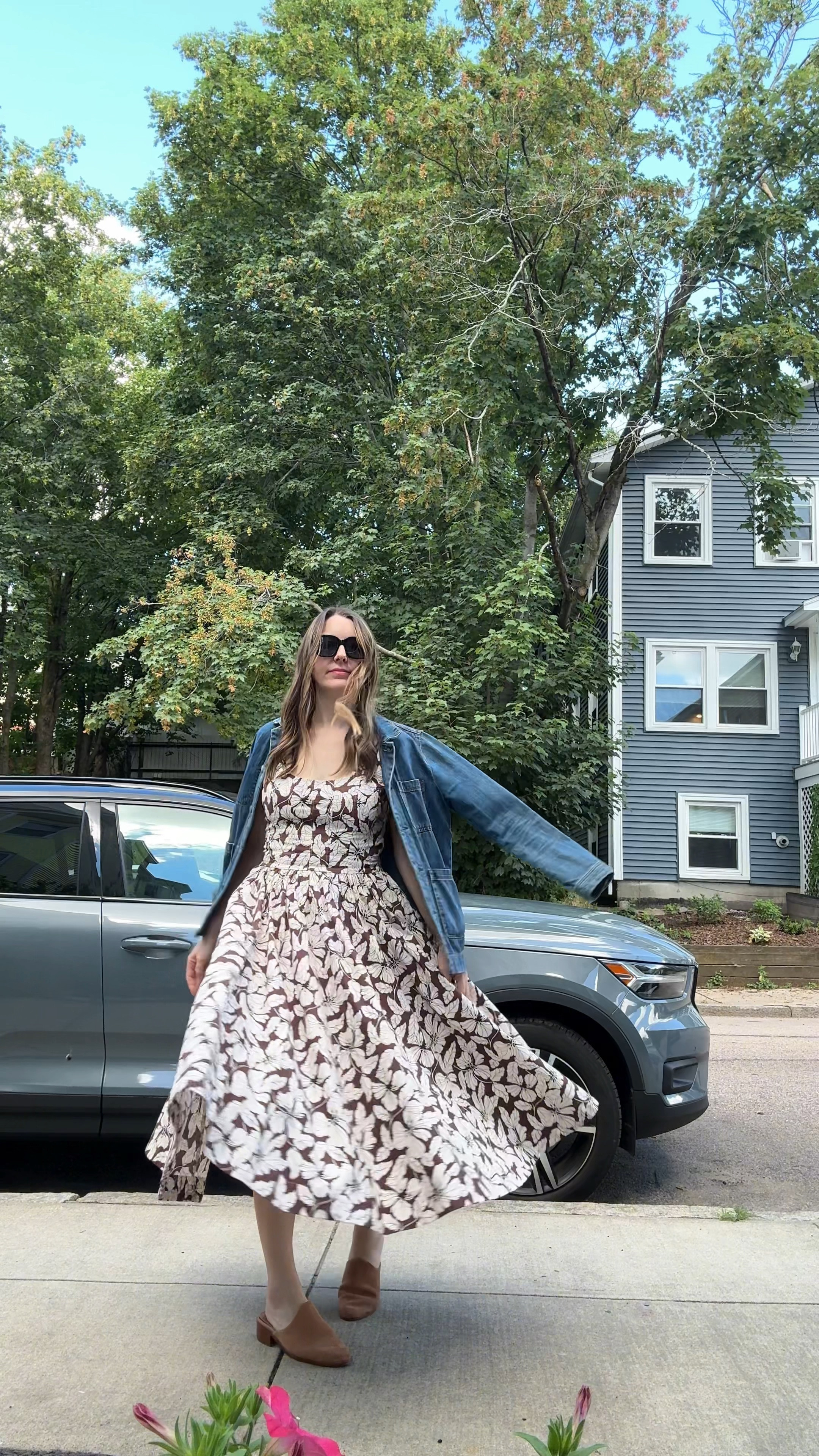 Can confirm this Jcrew dress is twirl worthy. Pockets, thick straps and a full skirt. Paired with an Everlane chore jacket. 

#LTKWorkwear #LTKSummerSales #LTKVideo