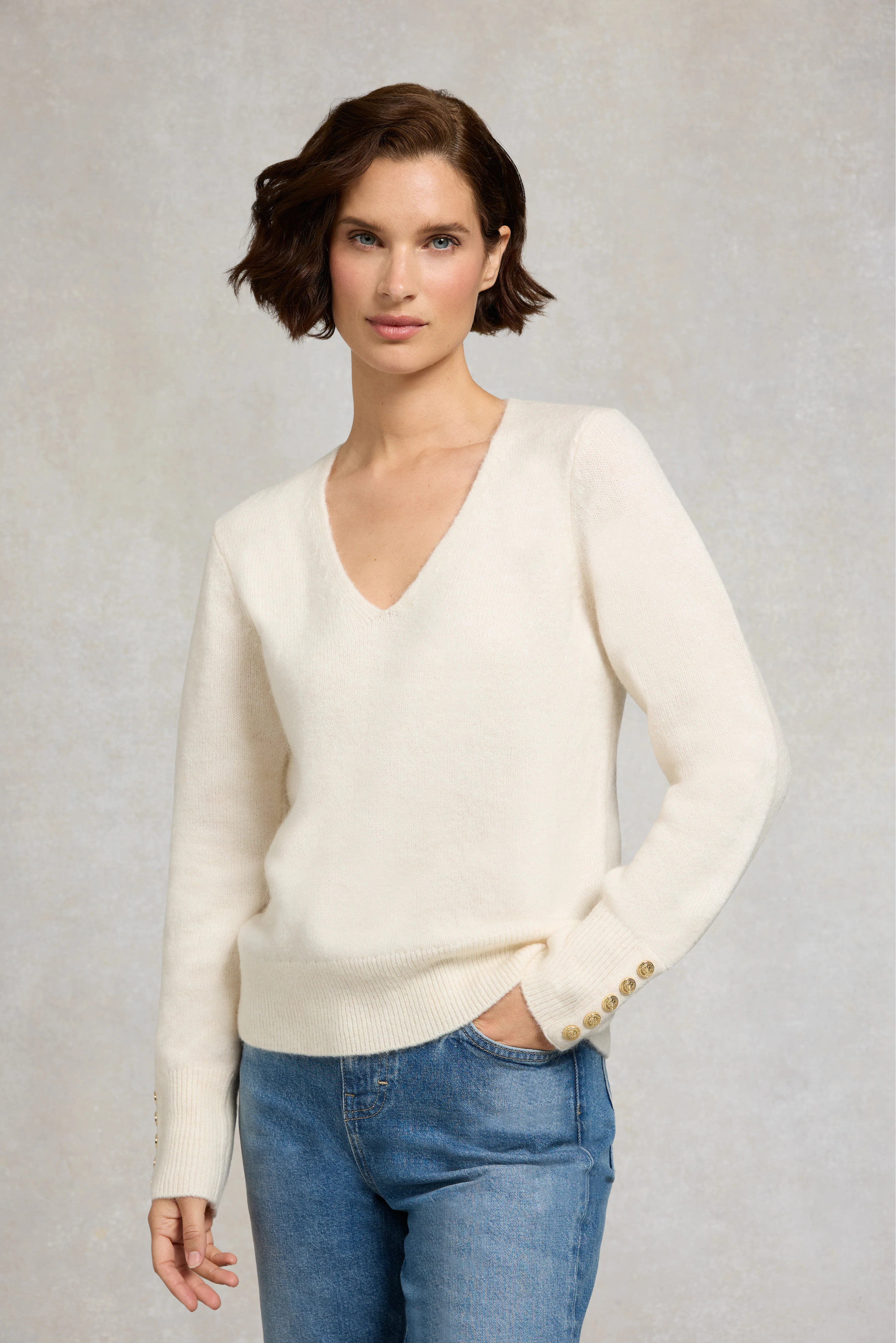 Tori V-Neck Knit (Natural) | Holland Cooper