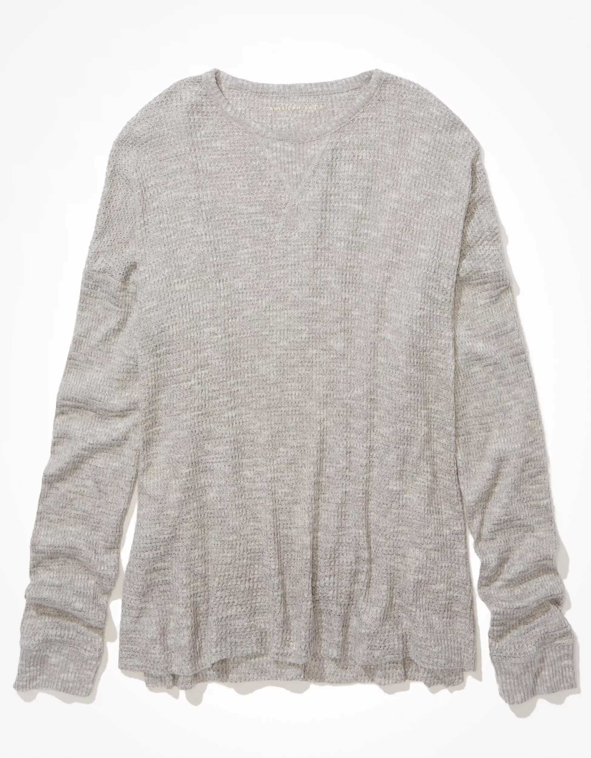 AE Oversized Long-Sleeve Plush T-Shirt | American Eagle Outfitters (US & CA)