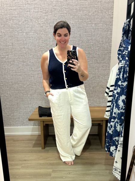 Looking for the perfect summer office look?! This Abercrombie look is nautical and so perfect for a summer day in the office! The top and linen pants are both TTS and they both come in other color options. You will get 15% off these pieces, plus an additional 15% off with code DRESSFEST! 

#LTKSaleAlert #LTKStyleTip #LTKMidsize