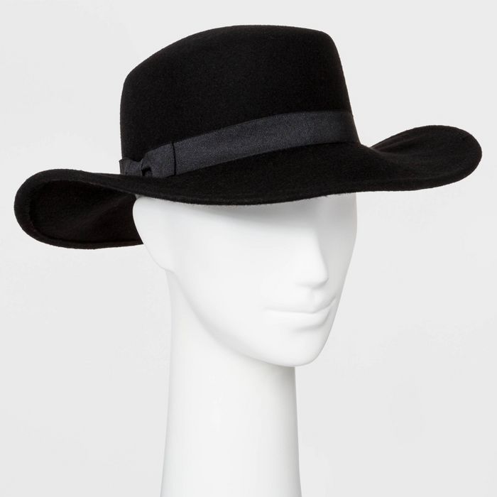 Women's Felt Wide Brim Boater Hat - A New Day™ Black | Target