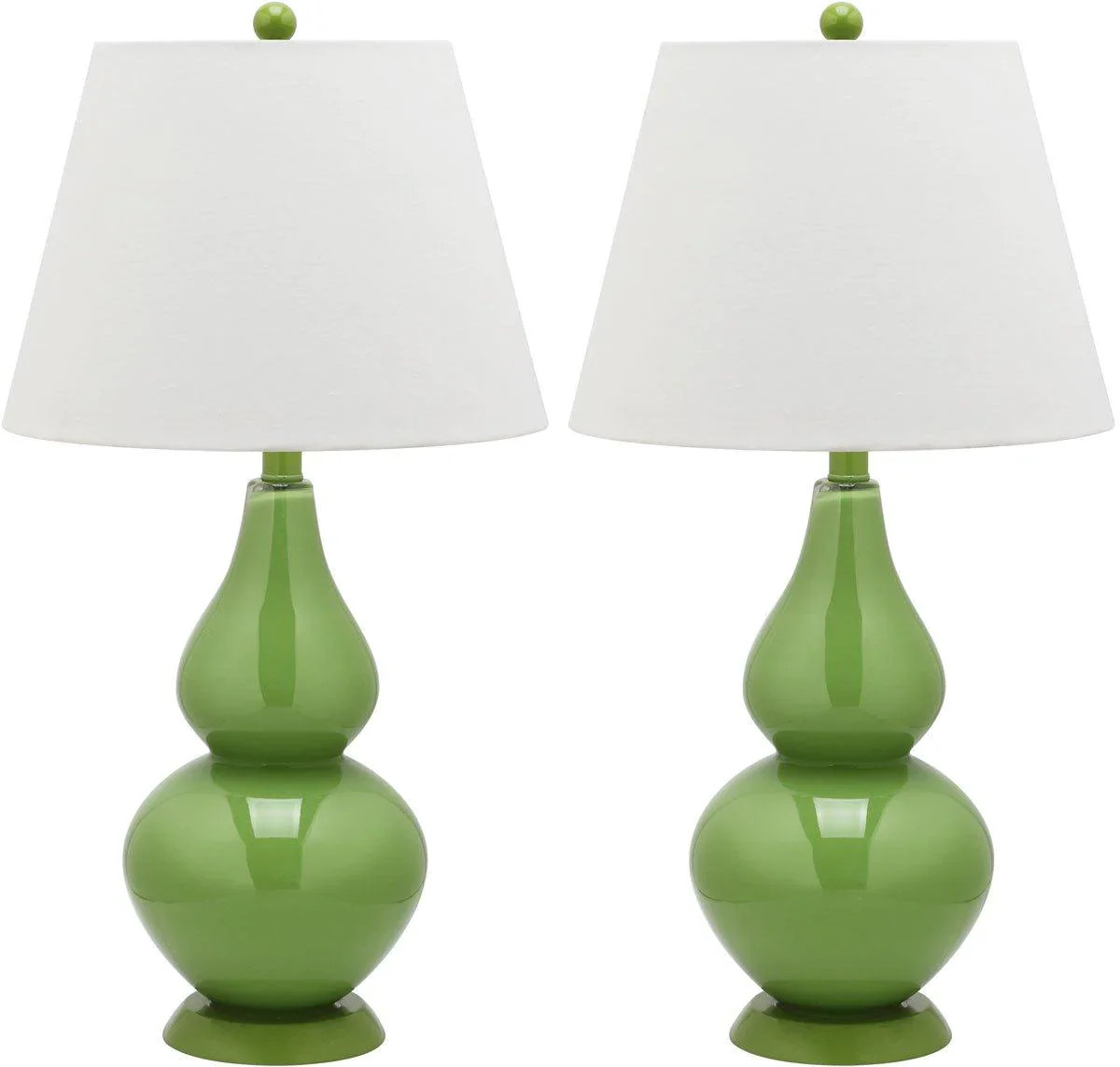 Set of 2 Glossy Double Gourd Table Lamps in Fern Green | The Well Appointed House, LLC