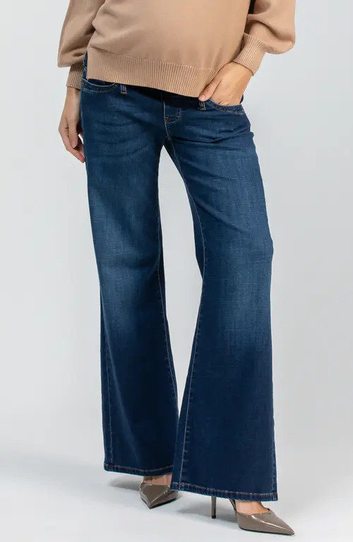 PIETRO BRUNELLI MATERNITY Wide Leg Maternity Jeans in Med Dark Wash at Nordstrom, Size Small | Nordstrom