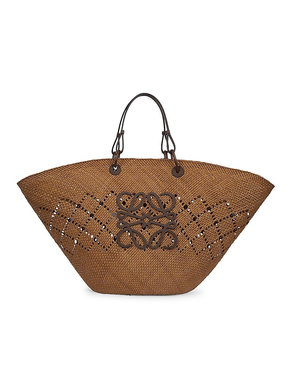 Women's LOEWE x Paula's Ibiza Large Ajoure Anagram Basket Bag - Olive Chestnut | Saks Fifth Avenue