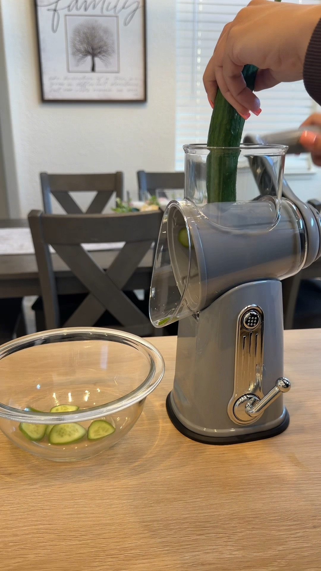 Using a rotary cheese grater to slice cucumbers faster 

#LTKHome #LTKfoodie