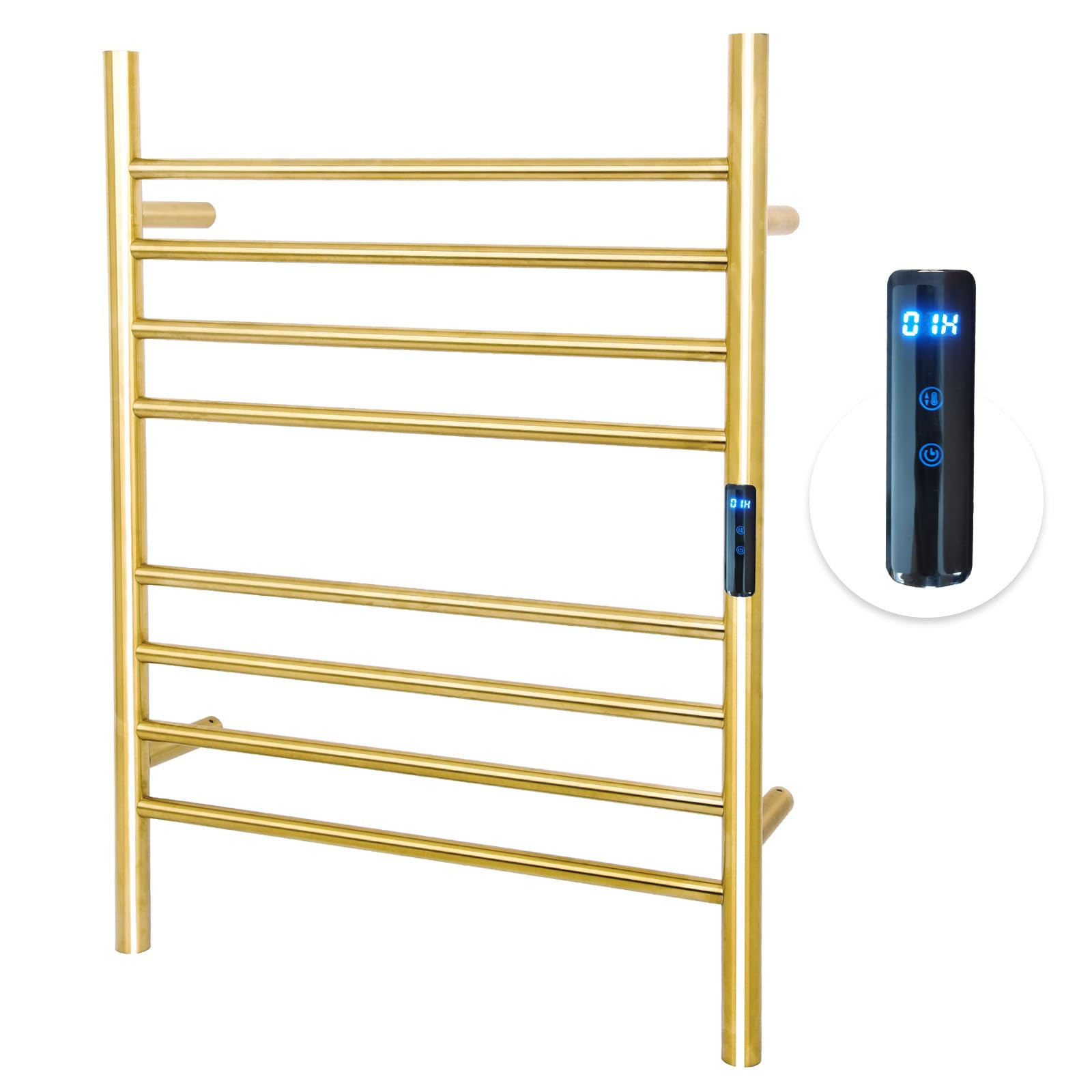 8 Bars Towel Warmer Rack, 23" Electric Wall Mounted Heated Towel Rack with Timer and Temperature ... | Amazon (US)