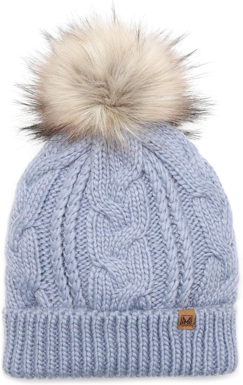 MIRMARU Women’s Soft Faux Fur Pom Pom Slouchy Beanie Hat with Sherpa Lined- Thick, Soft, Chunky... | Amazon (US)