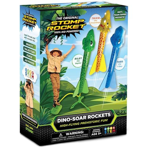 Stomp Rocket Dino-Soar Rocket Launcher for Kids - 3 Dinosaur-Themed Rockets - Fun Backyard & Outdoor Fun Toy Gift for Boys & Girls - STEM Soft Foam Blaster Set - Ages 3 & Up | Amazon (US)