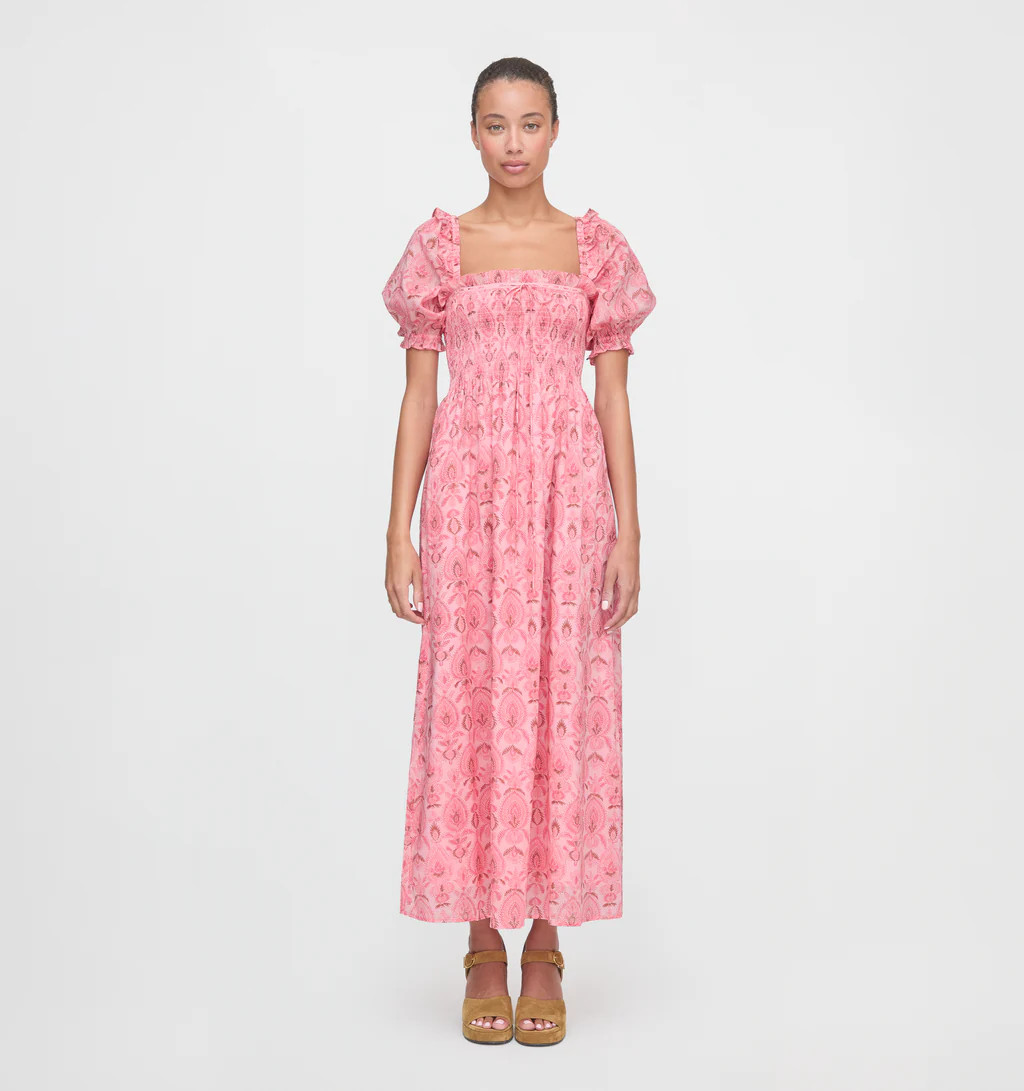 The Scarlett Nap Dress - Pink Palm Ikat | Hill House Home US