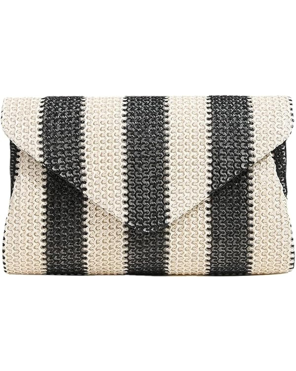 Obosoyo Straw Crossbody Bag Straw Clutch Women Woven Straw Shoulder Bags Summer Beach Envelope Pu... | Amazon (US)