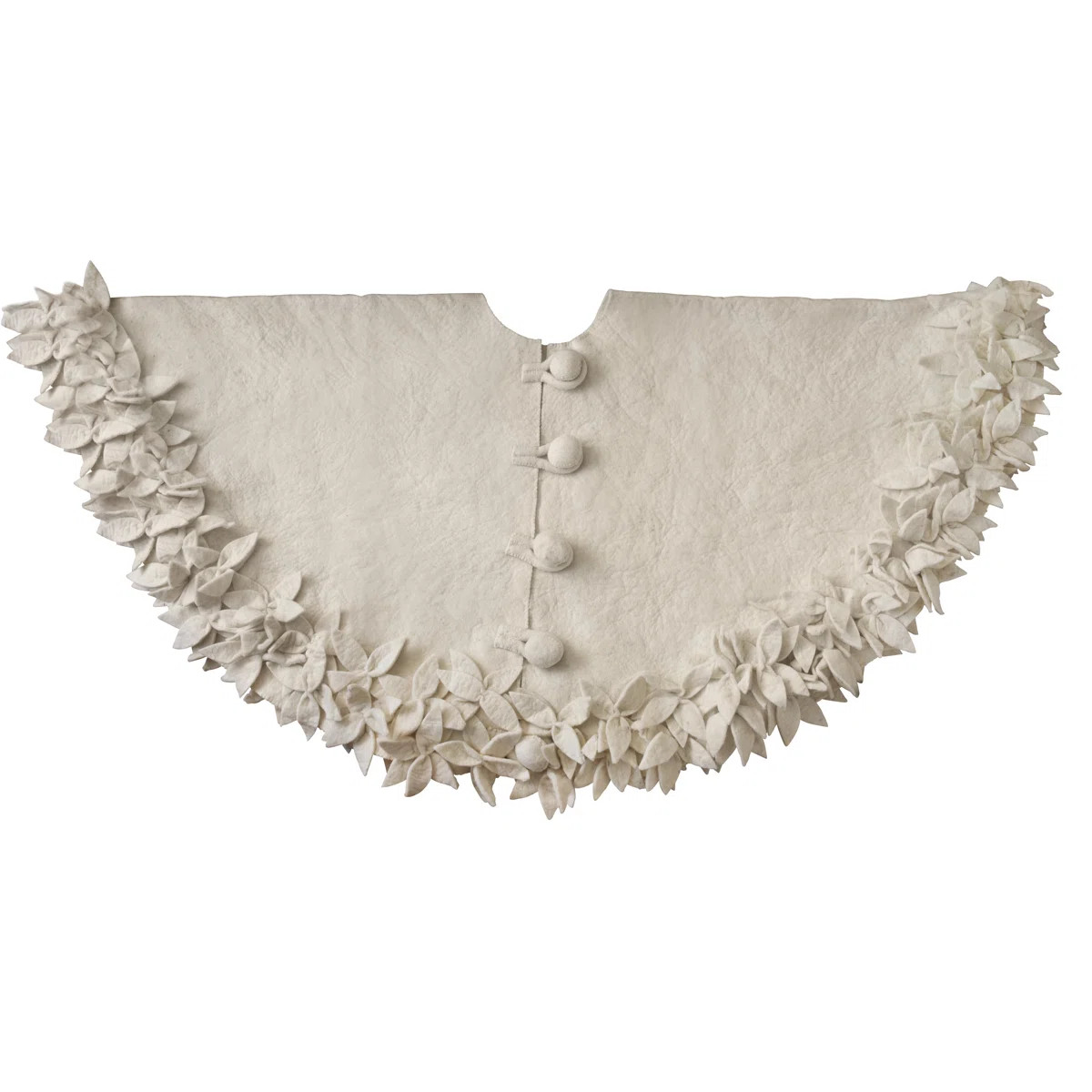 Handmade Felted Wool Christmas Tree Skirt - Overlapping Flowers Border | Wayfair North America