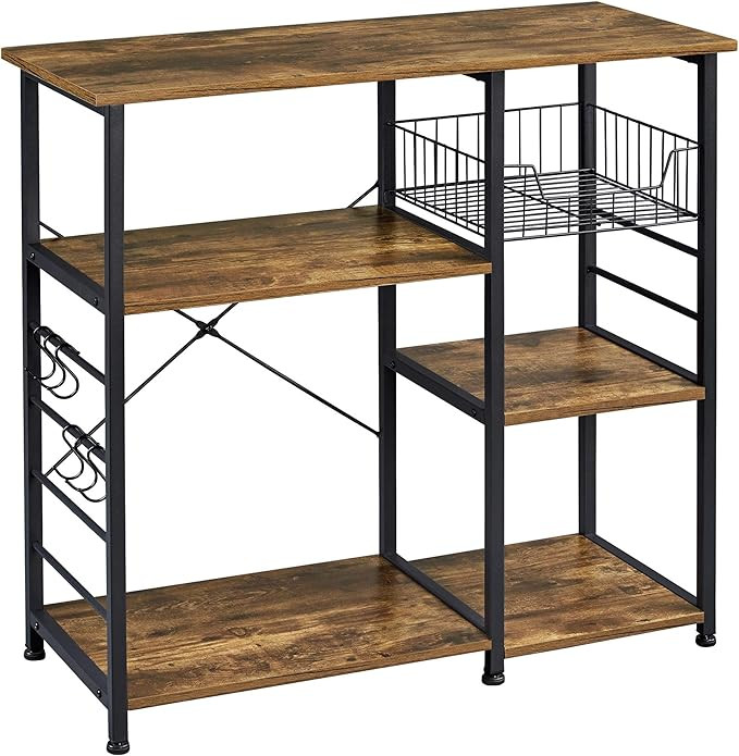 Yaheetech 4-Tier 35.5in Microwave Bar Cart Kitchen Baker's Rack, Utility Oven Stand Shelf, Free S... | Amazon (US)