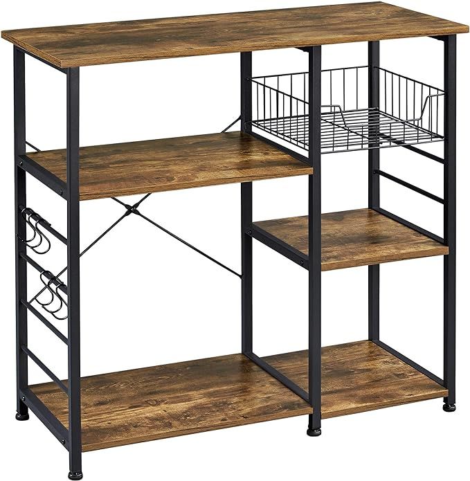 Yaheetech 4-Tier 35.5in Microwave Bar Cart Kitchen Baker's Rack, Utility Oven Stand Shelf, Free S... | Amazon (US)