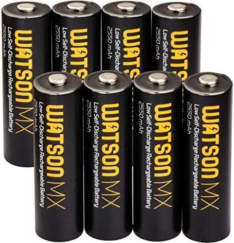 WatsonMX AA NiMH Batteries (8-Pack, 1.2V, 2550mAh) | Amazon (US)
