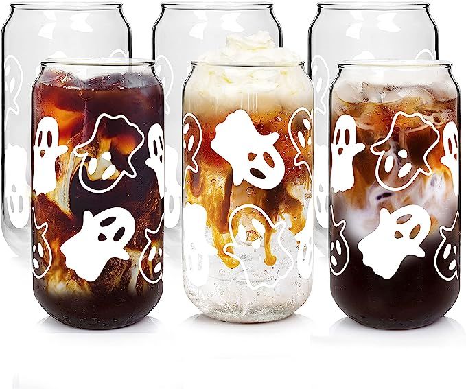 Halloween Cups, 20oz Halloween Beer Can Glass Tumbler Halloween Coffee Cups Halloween Decor Gift ... | Amazon (US)