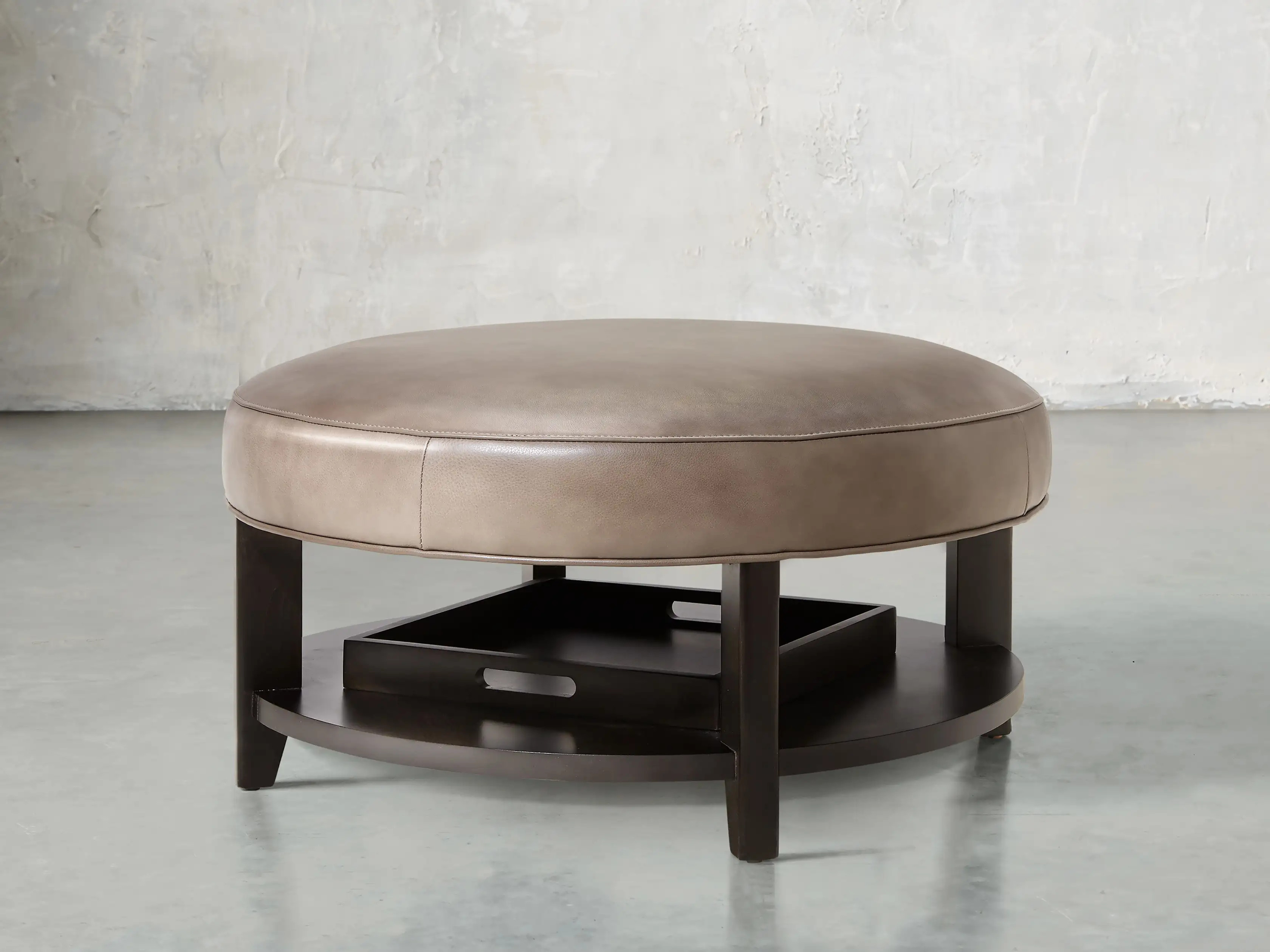 Butler Leather Non-Tufted Ottoman | Arhaus | Arhaus