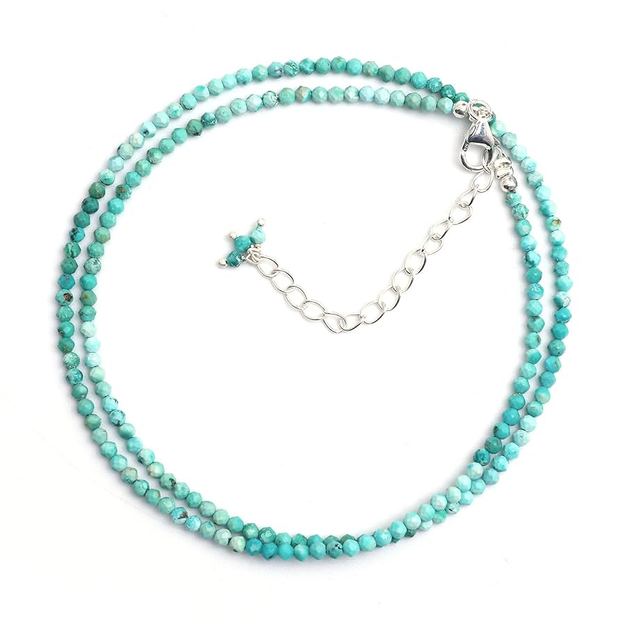 Turquoise Beads Necklace, Choker Style, Gemstone Beaded Necklace, December Birthstone, Boho Jewel... | Amazon (US)