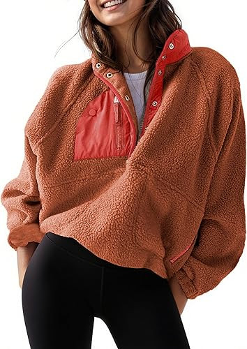 AMEBELLE Women’s Lightweight Fleece Pullover Jacket Cropped Fall Winter Fuzzy Sherpa Jacket Swe... | Amazon (US)