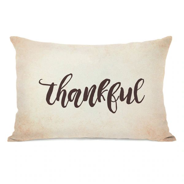 Thankful - Tan Throw Pillow by OBC | Bed Bath & Beyond