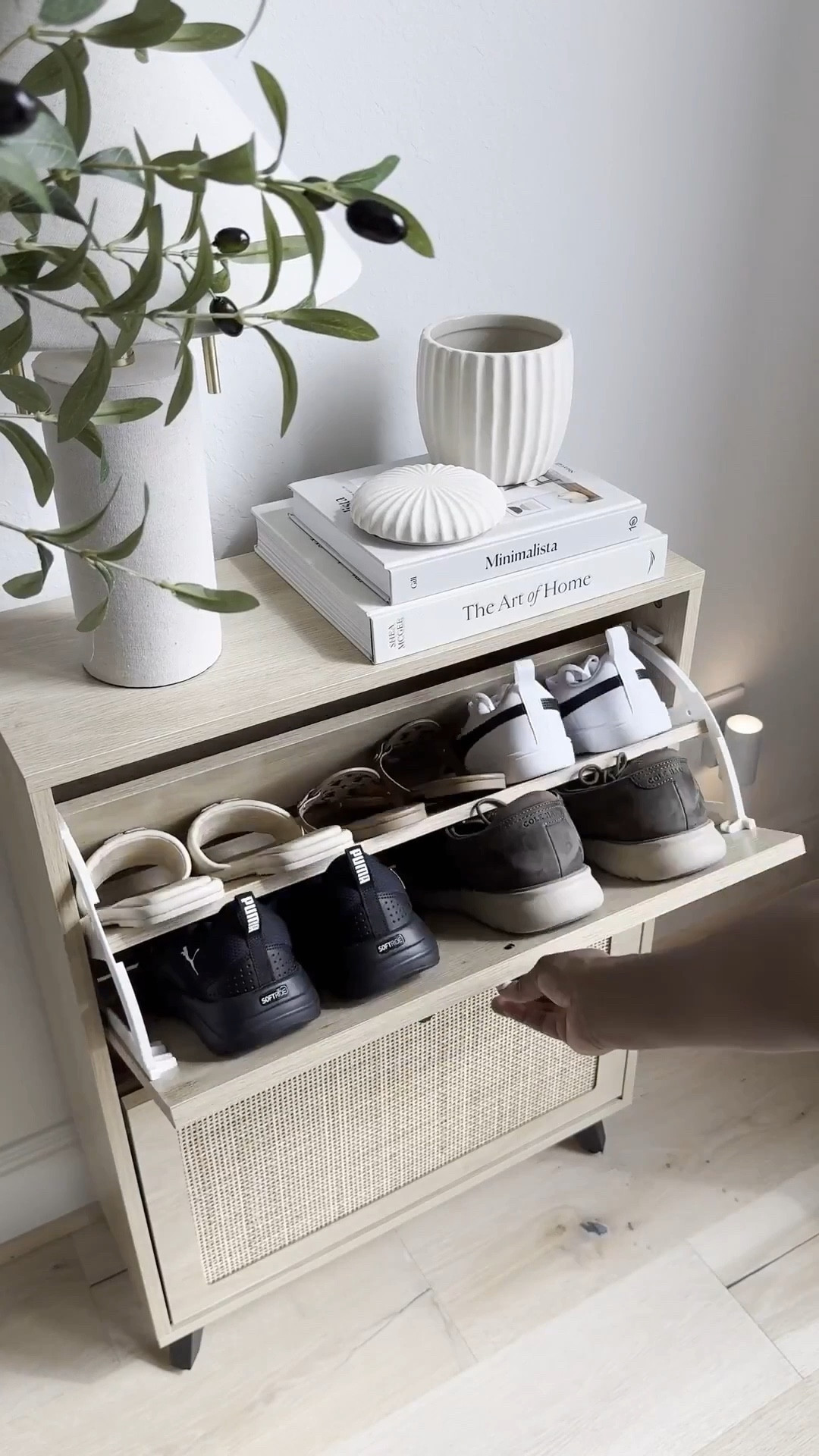 Double win! 🎉 Create an entryway that's both functional AND stylish! 💡 I'm obsessed with these slim stage cabinets - only 9 inches deep and 23 inches wide, making them perfect for cozy entryways. Plus, you can place them next to each other to create more space! 🎉 The best part? You can store your shoes sideways or forwards, whatever works best for you! 👠👡#LTKStyleTip



#LTKHome #LTKSaleAlert