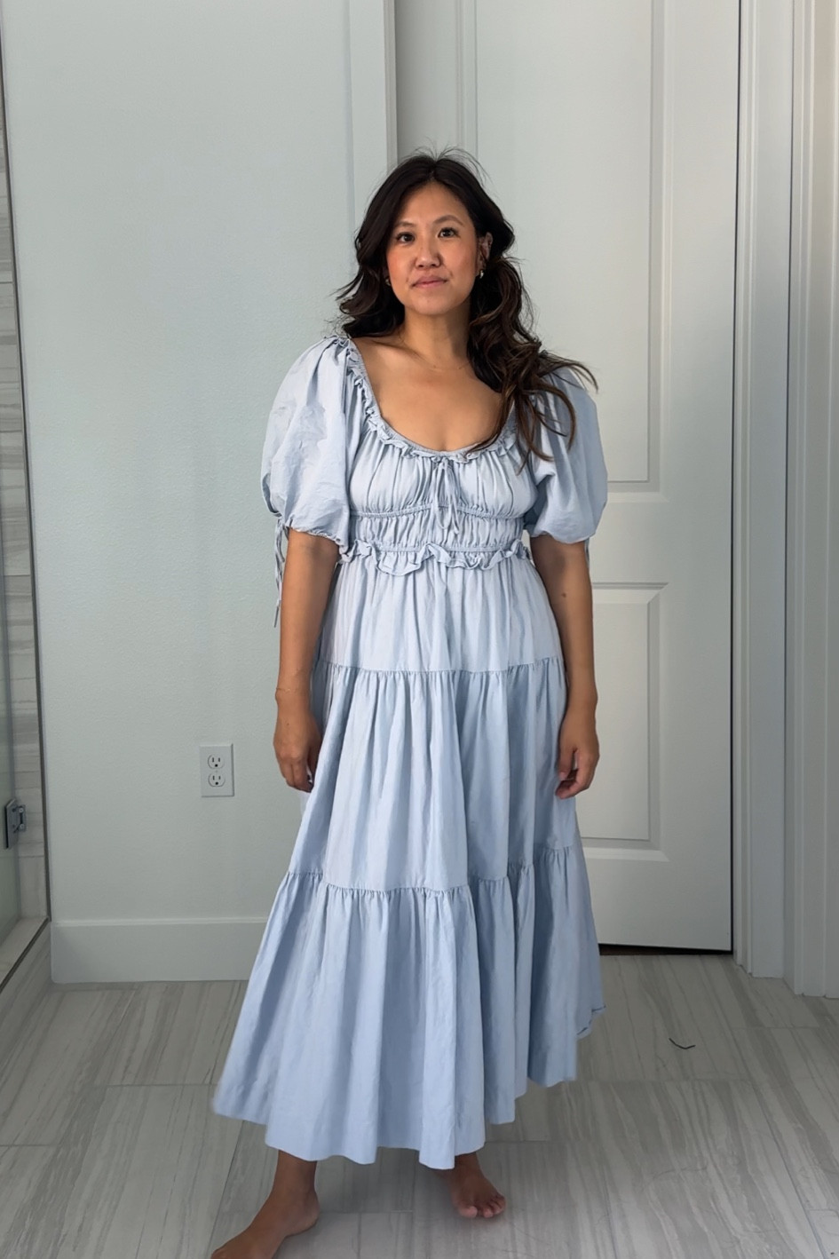 puff sleeve, pockets, and a rusching (?)  in all the right places 

en saison size small (old style)

#LTKPlusSize #LTKSeasonal #LTKFindsUnder100