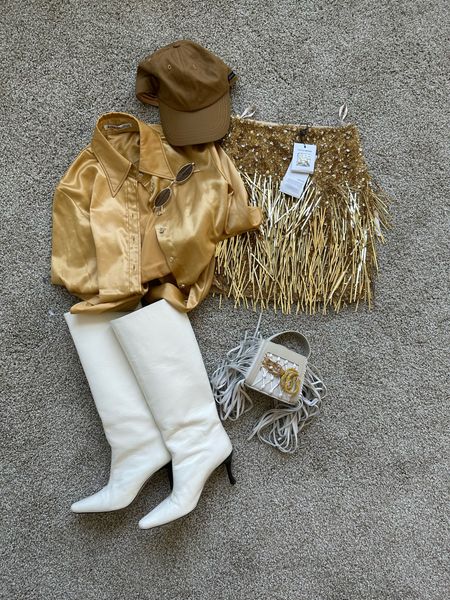 Festival Outfit Idea, Coachella, Fringe Skirt, White Boots, Retro 

#LTKSeasonal #LTKFestival