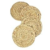 Casaphoria 4 Pack 11.8 inch Natural Woven Placemats,Water Hyacinth Straw Braided Placemats,Round Rat | Amazon (US)