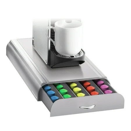 Mind Reader 50 Capacity Nespresso Capsule, 24 Capacity Vertuoline Pod Storage Drawer, Gray | Walmart (US)
