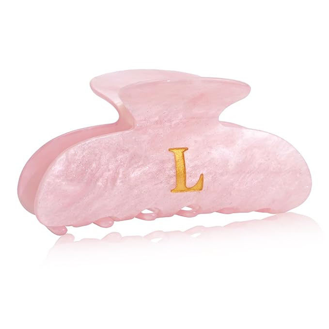 Acrylic Letter Hair Clips for Women - Pink Monogram Hair Claw Alphabet Large Hair Clip, Fashion G... | Amazon (US)