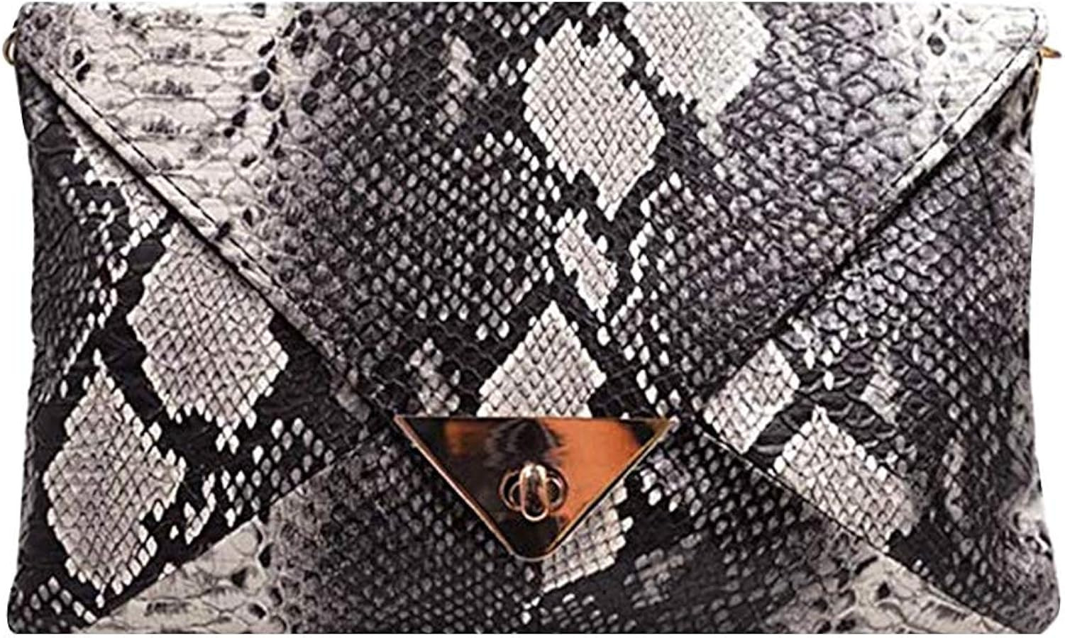 CLARA Women Fashion Snakeskin Pattern Clutch Handbag Envelope Bag Chain Shoulder Bag Evening Part... | Amazon (US)