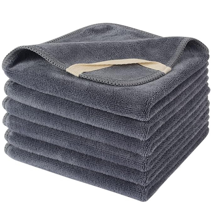SINLAND Microfiber Facial Cloths Fast Drying Washcloth 12inch x 12inch Grey 6 pack … | Amazon (US)
