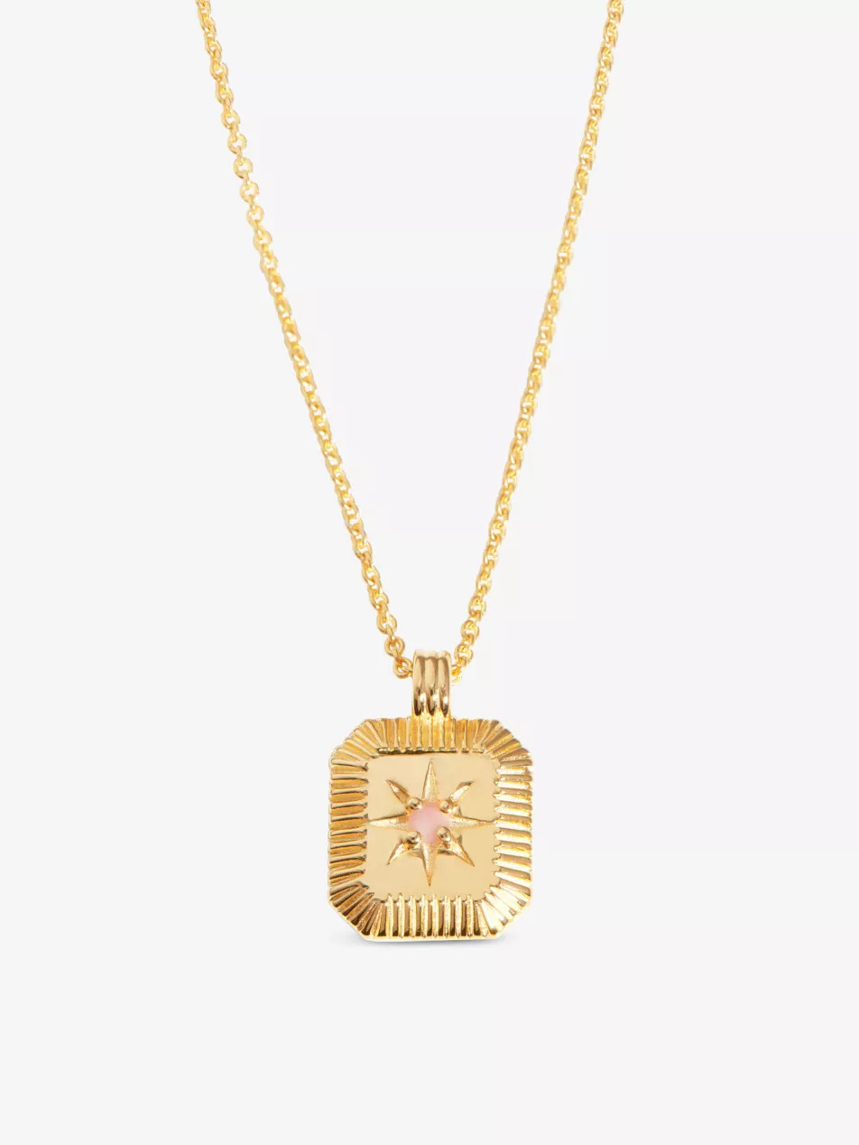 July Birthstone 18ct yellow gold-plated vermeil sterling-silver and opal pendant necklace | Selfridges