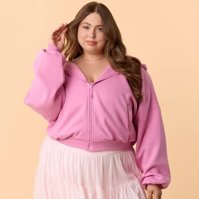 Blogilates Women's Marshmallow Full Zip Hooded Sweatshirt - Pink 2X | Target