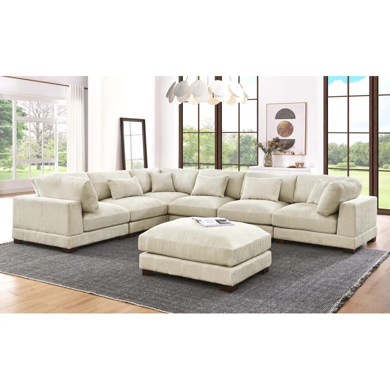 Arliz 7 - Piece 144" Wide Reversible Modular Corner Sectional with Ottoman | Wayfair North America