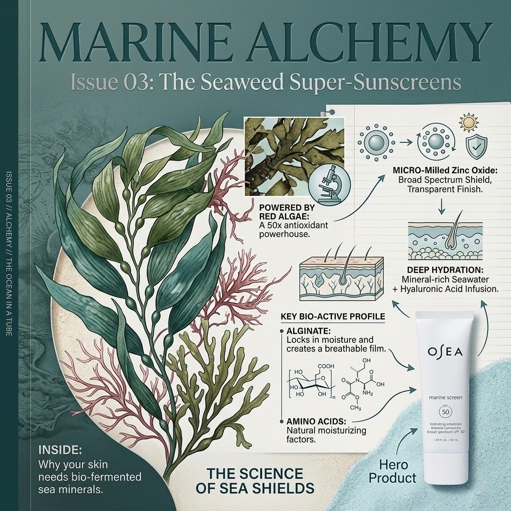 If you think all mineral sunscreens are created equal, grab a lab coat because we need to talk about marine alchemy. We are diving deep into the actual science of sea shields, featuring a total hero product that has completely rewritten the rulebook on UV protection: OSEA Marine Screen SPF 50.
Forget everything you know about heavy, chalky zinc. Here is why this formula is basically skincare wizardry:
 Powered by Red Algae: A literal antioxidant powerhouse that boasts 50x the free-radical fighting strength of standard botanicals.
 Micro-Milled Zinc Oxide: It delivers a heavy-duty, broad-spectrum shield but glides on with a completely transparent, zero-white-cast finish.
 The Alginate Advantage: This bio-active profile creates a breathable, microscopic film over the skin that locks in hydration like a vault.
 Deep Seawater + Hyaluronic Acid: It floods the skin barrier with mineral-rich nutrients, ensuring your skin stays plump and dewy even under intense sun exposure. 

#SkinScience #OSEA #MarineAlchemy #SPFAlways #SunProtection

#LTKmorningroutine #LTKselfcare #LTKBeauty